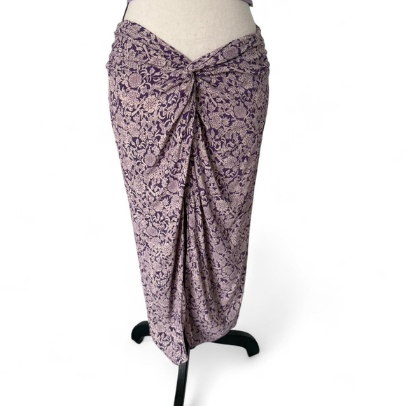 Zara Purple Knotted Midi Skirt - Size M - Picture 2 of 4